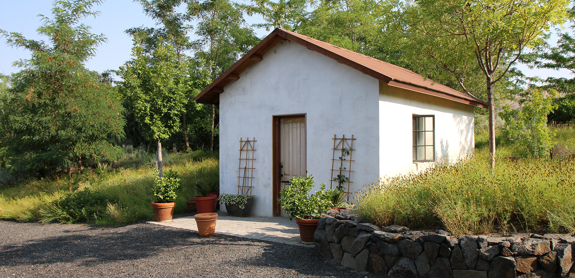 The garden house on a sunny spring day