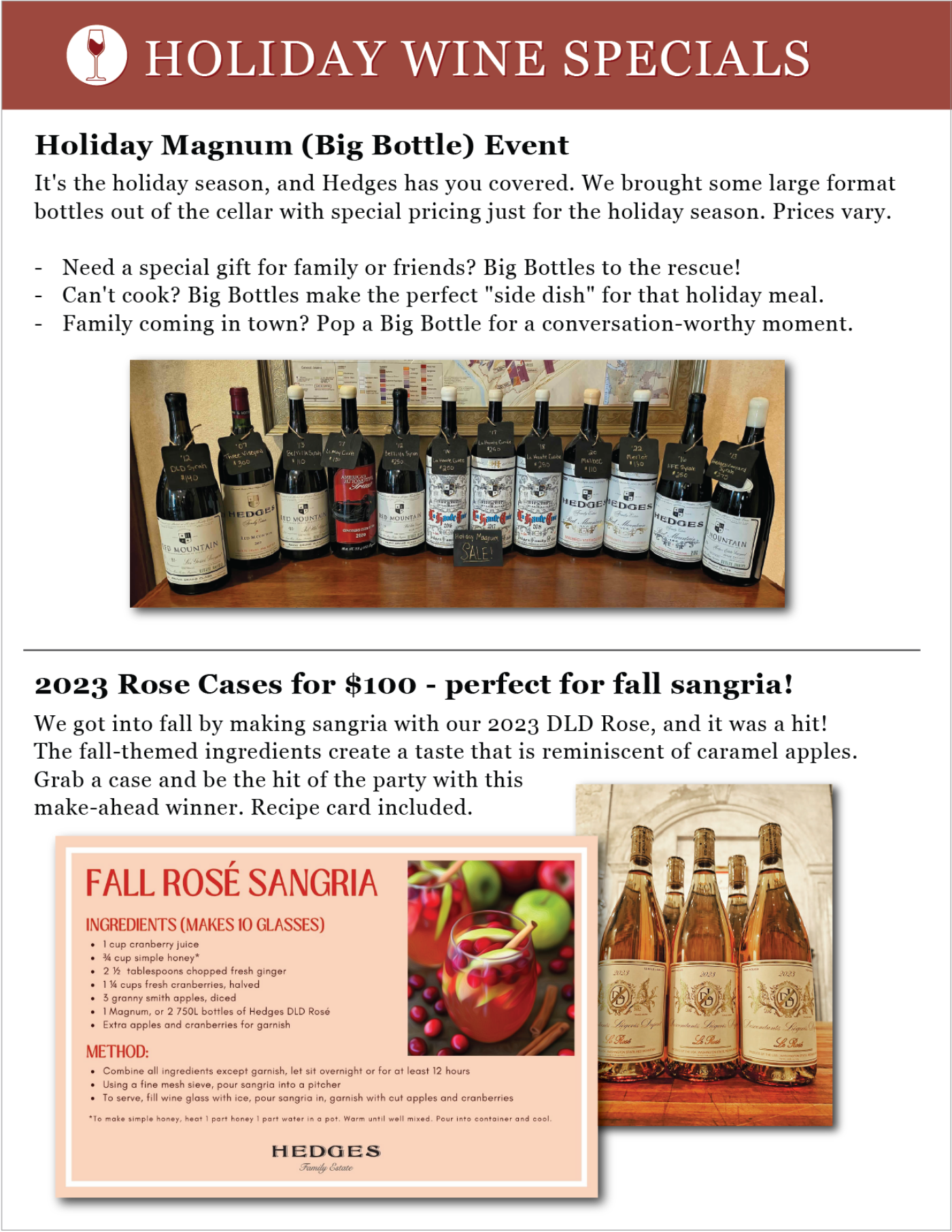Nov Dec 2025 Newsletter 3 Holiday Wine Specials
